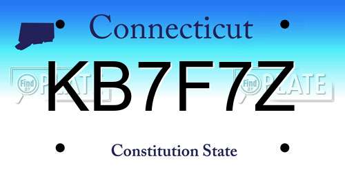 KB7F7Z Connecticut License Plate