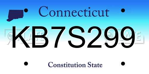 KB7S299 Connecticut License Plate