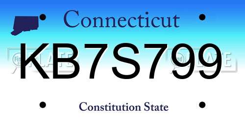 KB7S799 Connecticut License Plate