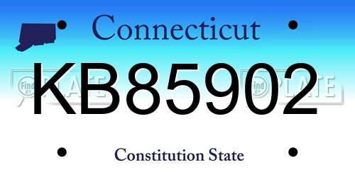 KB85902 Connecticut License Plate