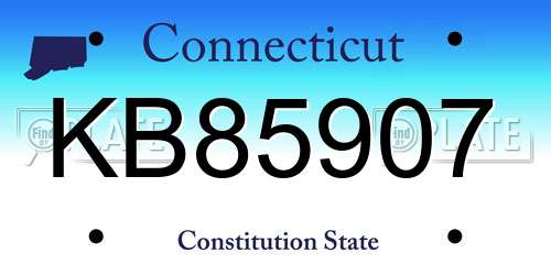KB85907 Connecticut License Plate
