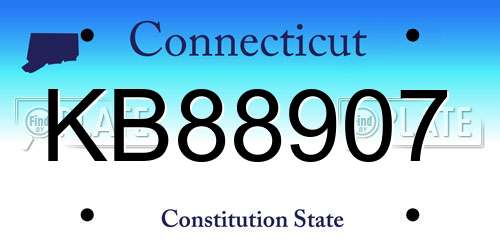 KB88907 Connecticut License Plate