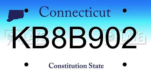 KB8B902 Connecticut License Plate