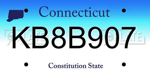 KB8B907 Connecticut License Plate