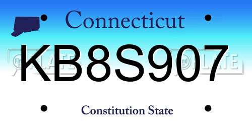 KB8S907 Connecticut License Plate