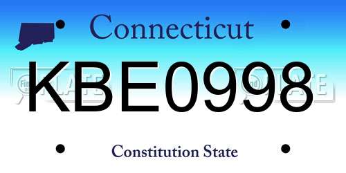 KBE0998 Connecticut License Plate