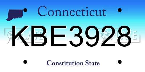 KBE3928 Connecticut License Plate