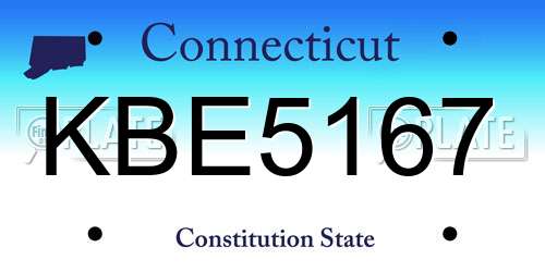 KBE5167 Connecticut License Plate
