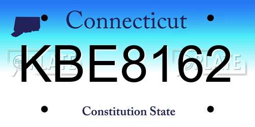 KBE8162 Connecticut License Plate