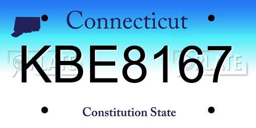 KBE8167 Connecticut License Plate