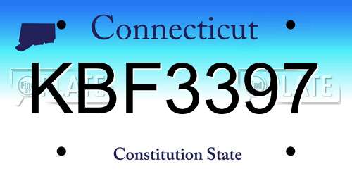 KBF3397 Connecticut License Plate