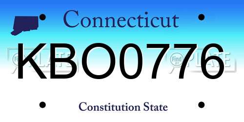 KBO0776 Connecticut License Plate