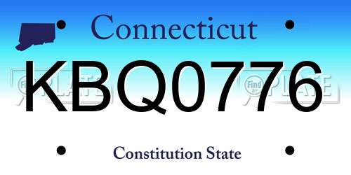 KBQ0776 Connecticut License Plate