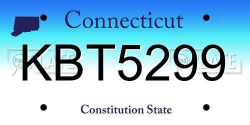 KBT5299 Connecticut License Plate