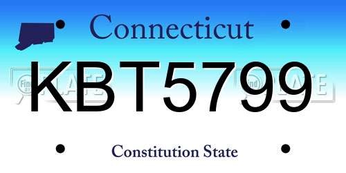 KBT5799 Connecticut License Plate