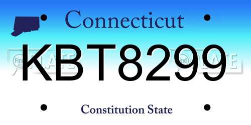 KBT8299 Connecticut License Plate
