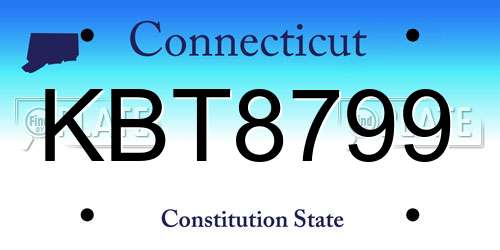 KBT8799 Connecticut License Plate