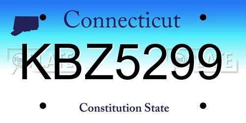KBZ5299 Connecticut License Plate