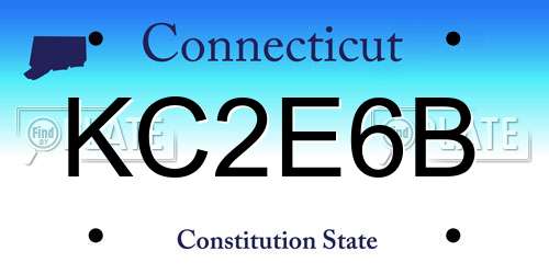 KC2E6B Connecticut License Plate