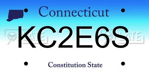KC2E6S Connecticut License Plate