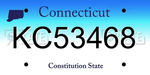 KC53468 Connecticut License Plate