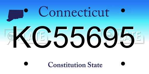 KC55695 Connecticut License Plate