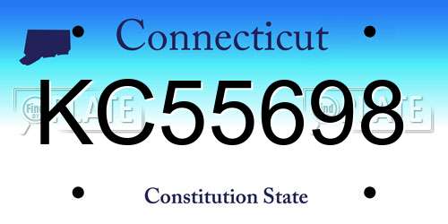 KC55698 Connecticut License Plate