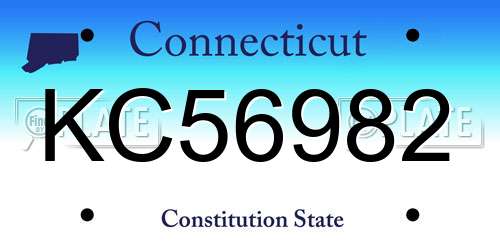 KC56982 Connecticut License Plate