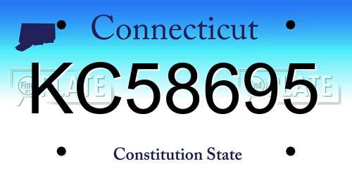 KC58695 Connecticut License Plate