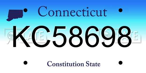 KC58698 Connecticut License Plate
