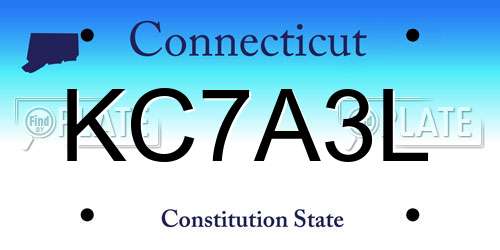 KC7A3L Connecticut License Plate