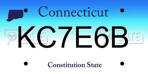 KC7E6B Connecticut License Plate