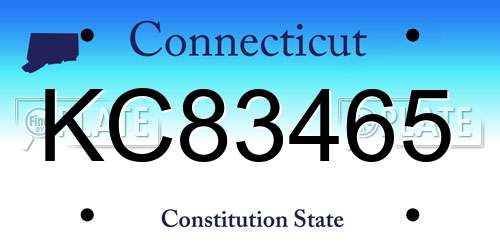 KC83465 Connecticut License Plate