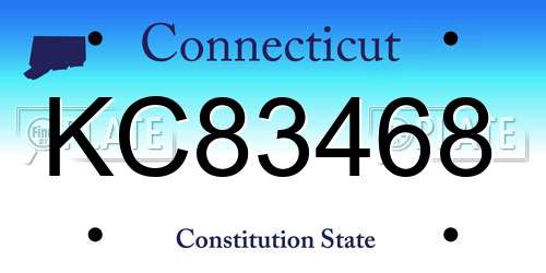 KC83468 Connecticut License Plate