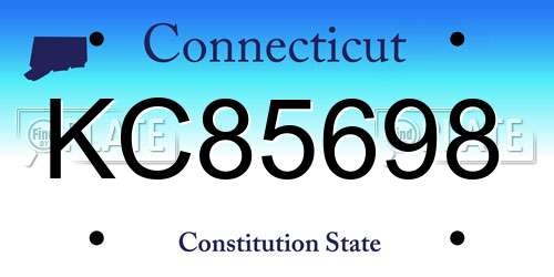 KC85698 Connecticut License Plate