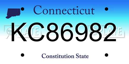 KC86982 Connecticut License Plate