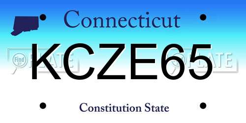 KCZE65 Connecticut License Plate