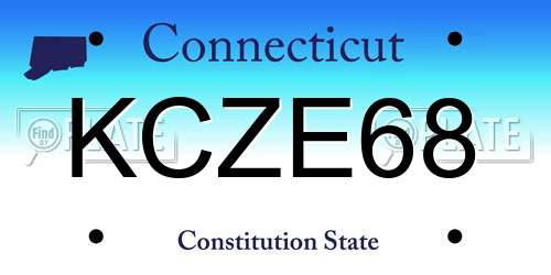 KCZE68 Connecticut License Plate