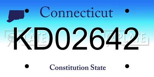 KD02642 Connecticut License Plate