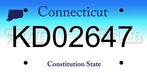 KD02647 Connecticut License Plate