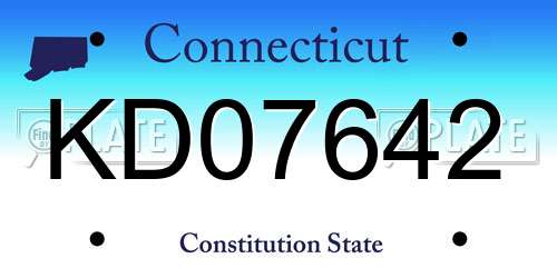 KD07642 Connecticut License Plate