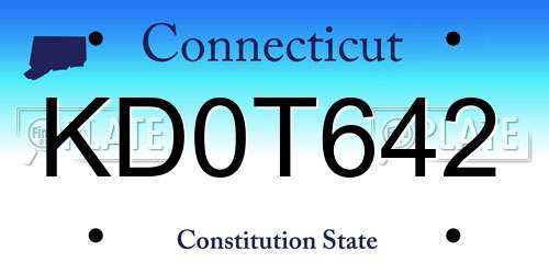 KD0T642 Connecticut License Plate