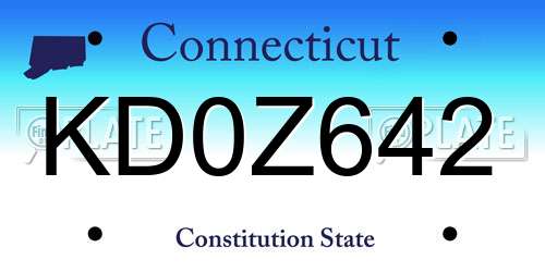 KD0Z642 Connecticut License Plate