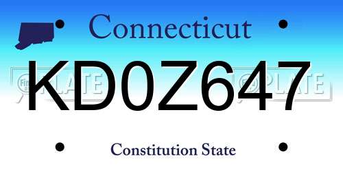KD0Z647 Connecticut License Plate