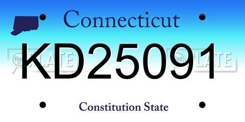 KD25091 Connecticut License Plate