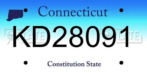 KD28091 Connecticut License Plate