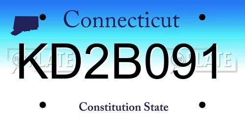 KD2B091 Connecticut License Plate