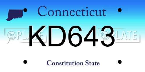 KD643 Connecticut License Plate