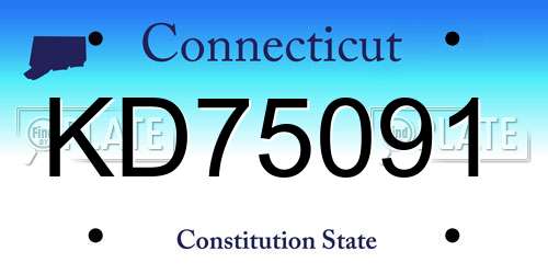 KD75091 Connecticut License Plate