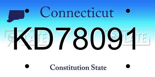 KD78091 Connecticut License Plate